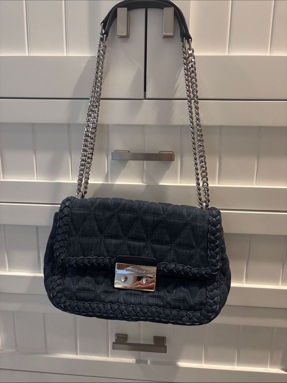 Michael Kors Quilted Braided-Trim Shoulder Bag - Black